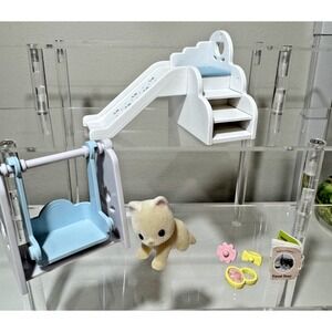 Calico Critters Sylvanian Families Baby Rudy Slide Playground Set Gently Used